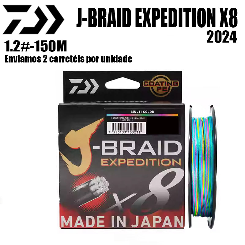 2024 J BRAID X8 EXPEDITION Linha De Pesca PE 150M 1.2 Multicolorido(2 Carretéis)