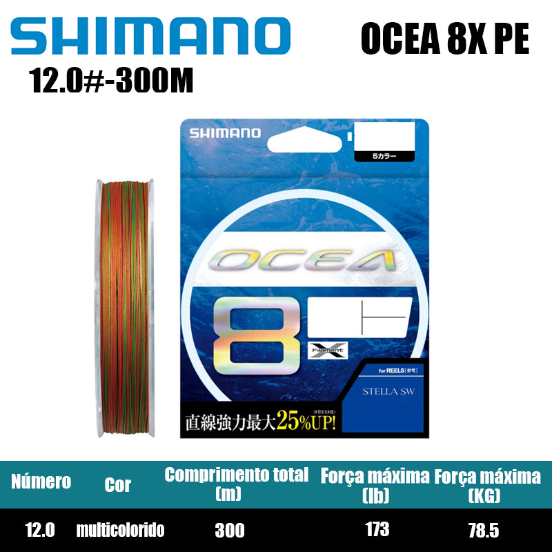 Shimano Ocea 8X PE Linha De Pesca PE 300M Multicolorido (2 Carretéis)