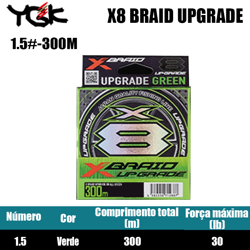 2022 YGK X8 BRAID UPGRADE Linha De Pesca PE 300M 1.5 Verde (2 Carretéis)