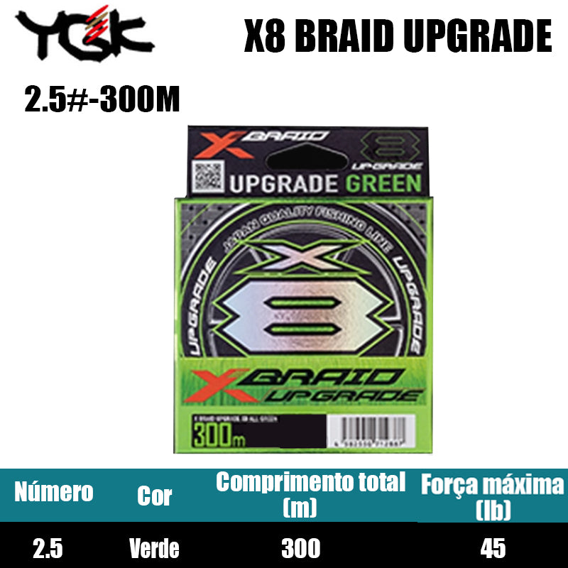 2022 YGK X8 BRAID UPGRADE Linha De Pesca PE 300M 2.5 Verde (2 Carretéis)
