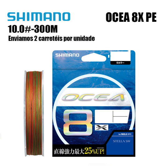 Shimano Ocea 8X PE Linha De Pesca PE 300M 10.0 Multicolorido (2 Carretéis)