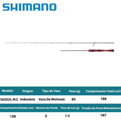 SHIMANO 2024 WORLD SHAULA TECHNICAL EDITION S62SUL-R/2 Vara De Molinete