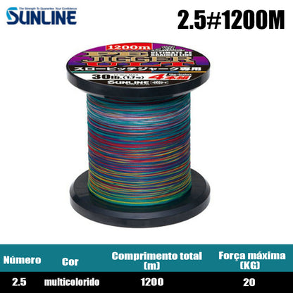SUNLINE PE JIGGER ULT Linha De Pesca PE 1200M 2.5 Multicolorido (2 Carretéis)