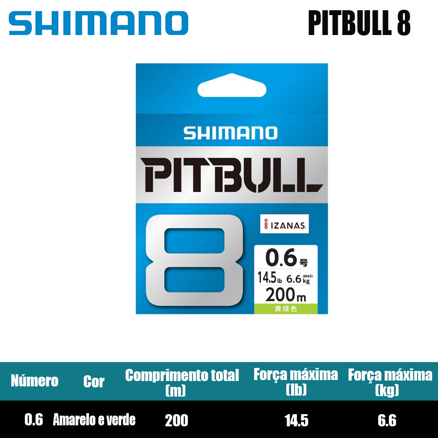 Shimano Pitbull 8X Linha De Pesca PE 200M Verde (2 Carretéis)