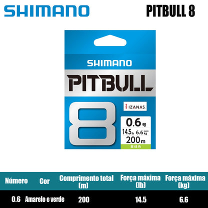 Shimano Pitbull 8X Linha De Pesca PE 200M Verde (2 Carretéis)