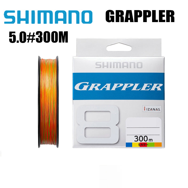 Shimano Grappler 8Braid Linha De Pesca PE 300M 5.0 De Cores Variadas (2 Carretéis)