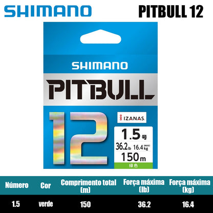 Shimano Pitbull 12X Linha De Pesca PE 150M Verde (2 Carretéis)