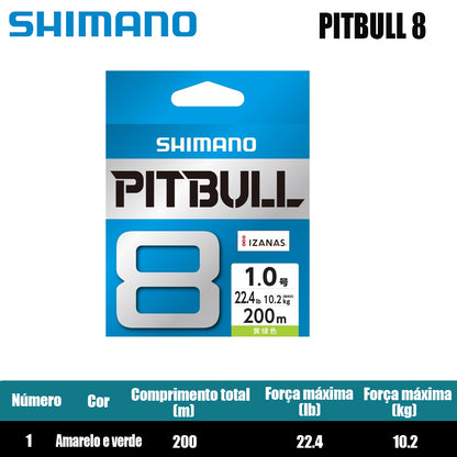 Shimano Pitbull 8X Linha De Pesca PE 200M 1.0 Verde (2 Carretéis)