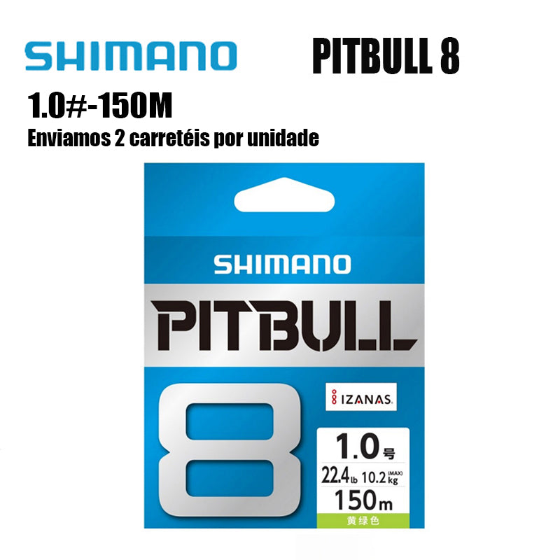 Shimano Pitbull 8X Linha De Pesca PE 150M 1.0 Verde (2 Carretéis)