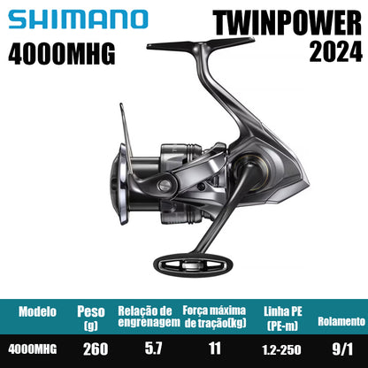 SHIMANO 2024 TWINPOWER carretel de pesca bobina giratória de água doce peças de pesca de água salgada Origem: Japão