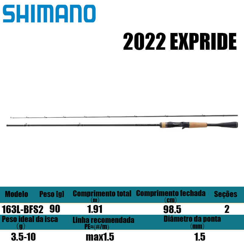 SHIMANO 2022 EXPRIDE 163L-BFS/2 para carretilhas de pesca