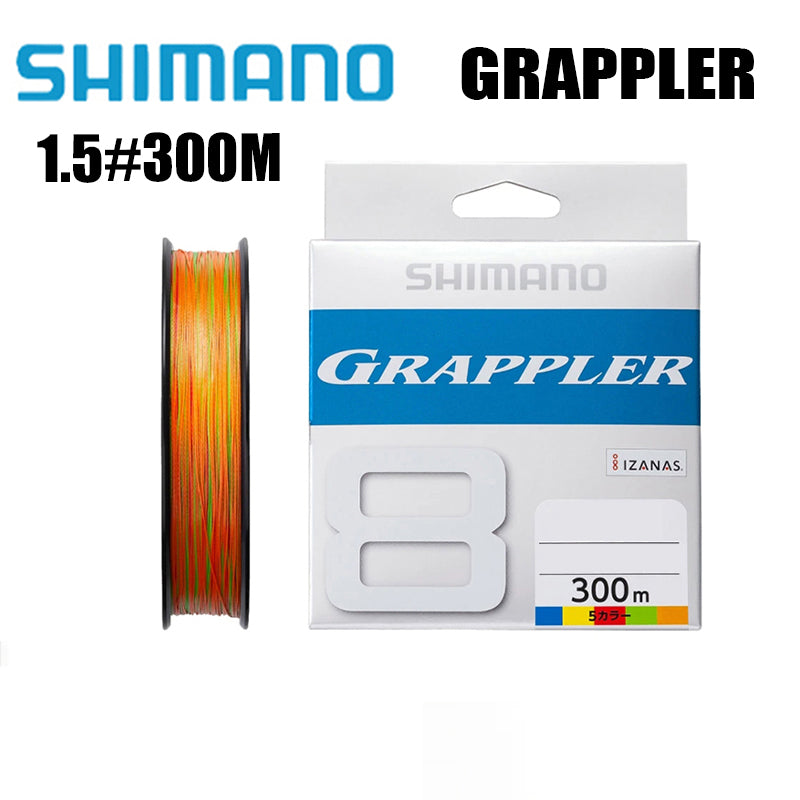 Shimano Grappler 8Braid Linha De Pesca PE 300M 1.5 De Cores Variadas (2 Carretéis)