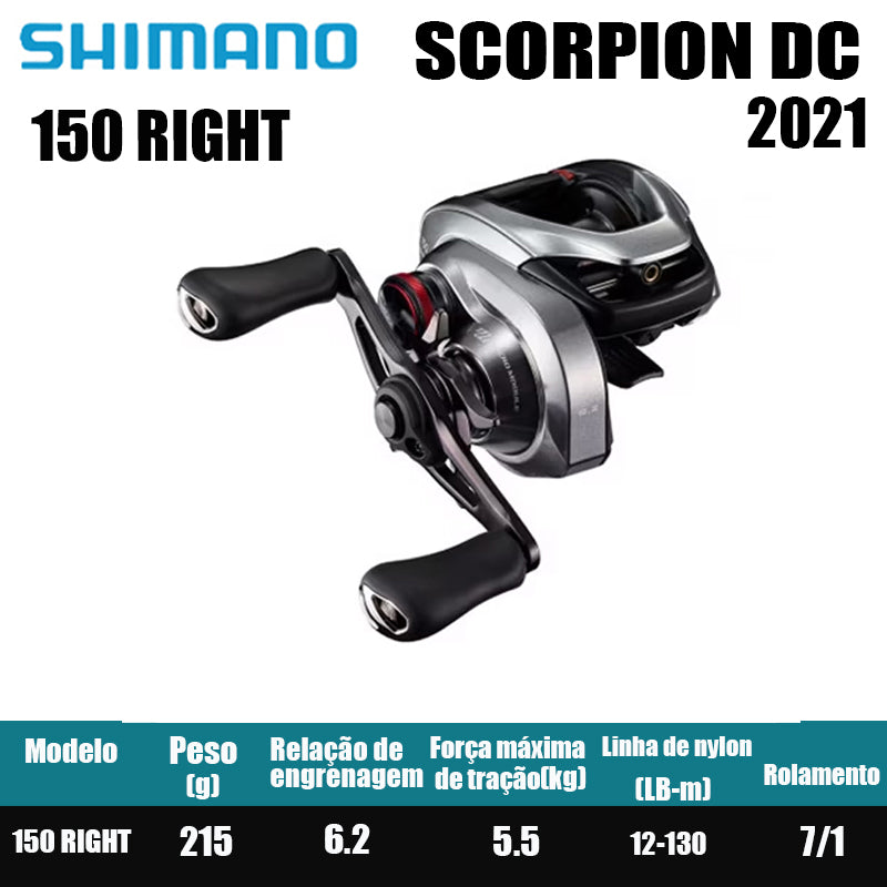SHIMANO 2021 SCORPION DC 150 Peças de pesca Água salgada Água doce Baitcast Reel Fishing Reel Origem: Malásia Luya Long-range Throwing Wheel