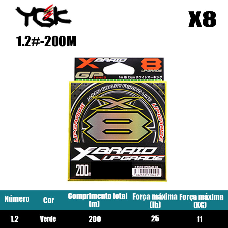 YGK X8-BRAID Upgrade  Linha De Pesca PE 150M 200M Verde (2 Carretéis)