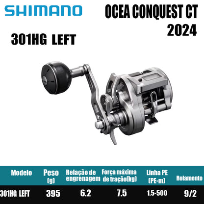 SHIMANO 2024 OCEA CONQUEST CT, Carretel de Pesca Baitcast para Pesca em Água Salgada  Origem: Japão Carretel de Tambor para Pesca em Barco de Alto-Mar