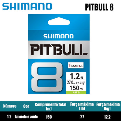 Shimano Pitbull 8X Linha De Pesca PE 150M 1.2 Verde (2 Carretéis)