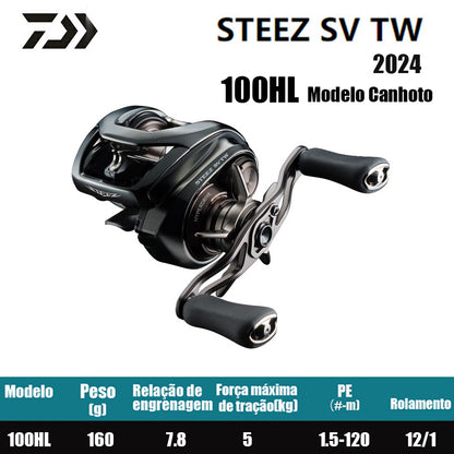 DAIWA 2024 Steez SV TW 100HL Modelo Canhoto