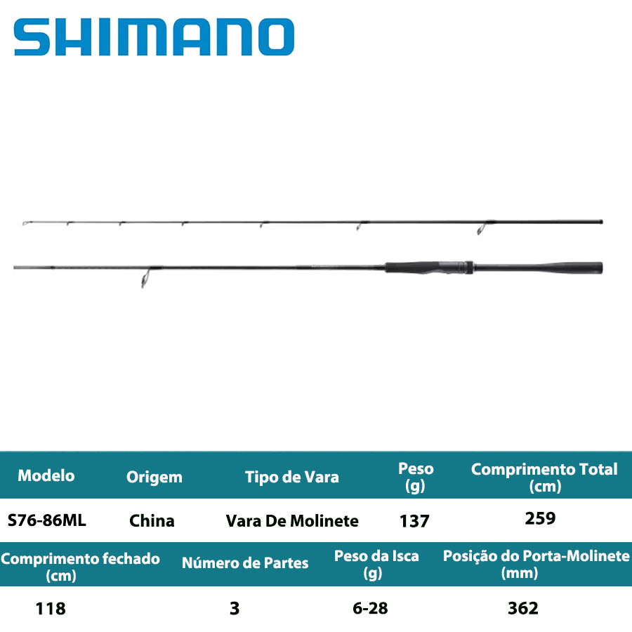 SHIMANO 2025 DIALUNA ZOOM S76-86ML Vara De Molinete