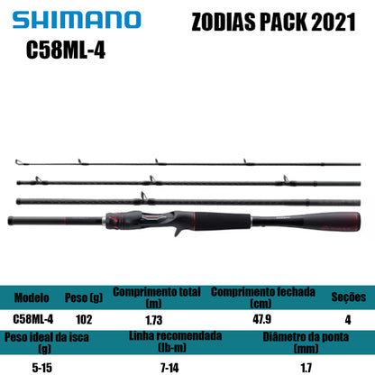 SHIMANO ZODIAS C58ML-4 Para Carretilha