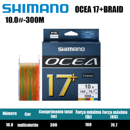 Shimano Ocea17+Braid Linha De Pesca PE 300M multicolorido (2 Carretéis)