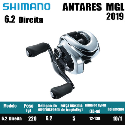 Carretilha de Pesca SHIMANO 2019 ANTARES HG-R HG-L 6.2-L 6.2-R Carretilha Baitcast Peças de Pesca Água Doce Água Salgada.País de origem: Japão