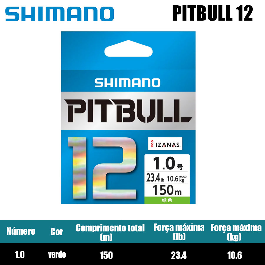 Shimano Pitbull 12X Linha De Pesca PE 150M Verde (2 Carretéis)
