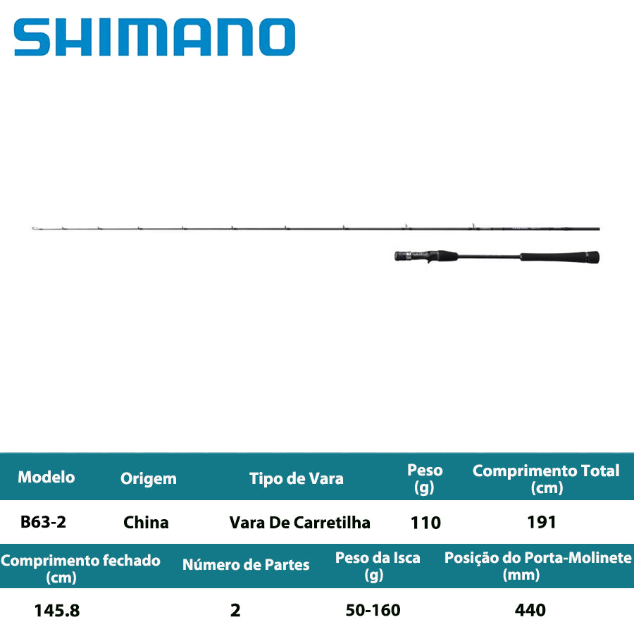 SHIMANO 2021 GAME TYPE LJ B63-2 Vara De Carretilha