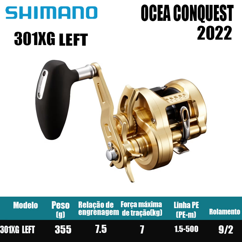 SHIMANO 2022 OCEA CONQUEST, Carretel de Pesca Baitcast para Pesca em Água Salgada  Origem: Japão Carretel de Tambor para Pesca em Barco de Alto-Mar