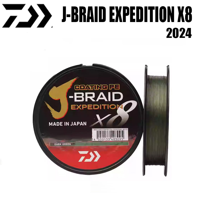 2024 J BRAID X8 EXPEDITION Linha De Pesca PE 150M Verde(2 Carretéis)