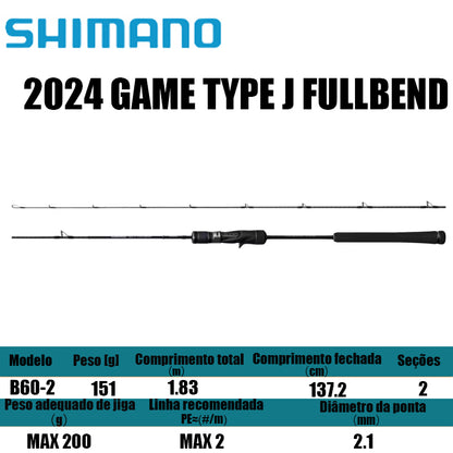 SHIMANO 2024 GAME TYPE J FULLBEND B60-2 para carretilhas de pesca