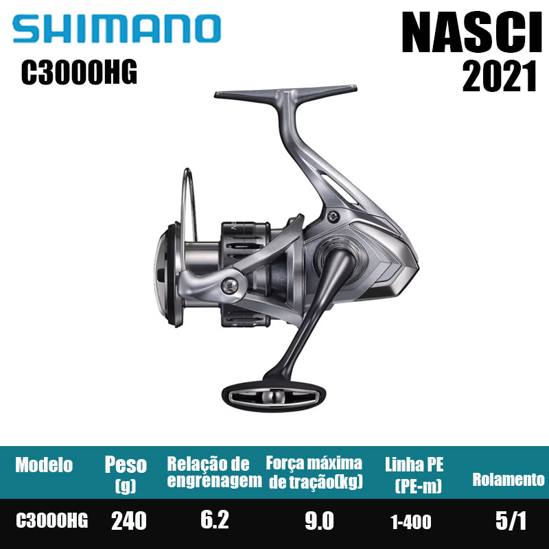 SHIMANO 2021 NASCI carretel de pesca spinning carretel de água doce peças de pesca de água salgada Origem: Malásia