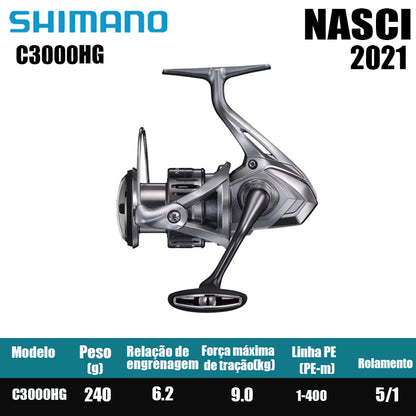 SHIMANO 2021 NASCI carretel de pesca spinning carretel de água doce peças de pesca de água salgada Origem: Malásia