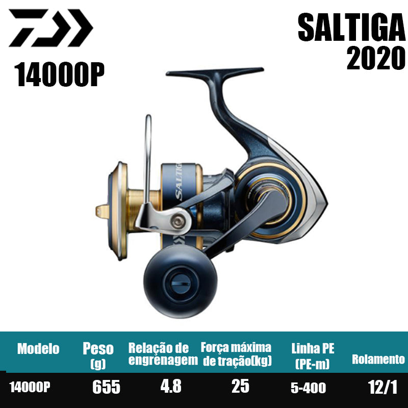 DAIWA 2020 SALTIGA Carretilha de Pesca Spinning Carretilha para Água Doce e Salgada Peças de Reposição Origem: Japão Lançamento de Longa Distância, Pesca de Barco, Pesca de Costa, Pesca Marinha, Carretilhas Grandes de Spinning.