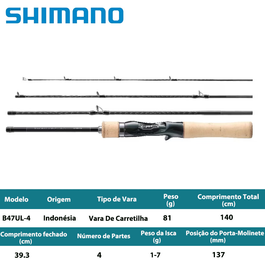 SHIMANO 2024 TROUT ONE NS B47UL-4 Vara De Carretilha