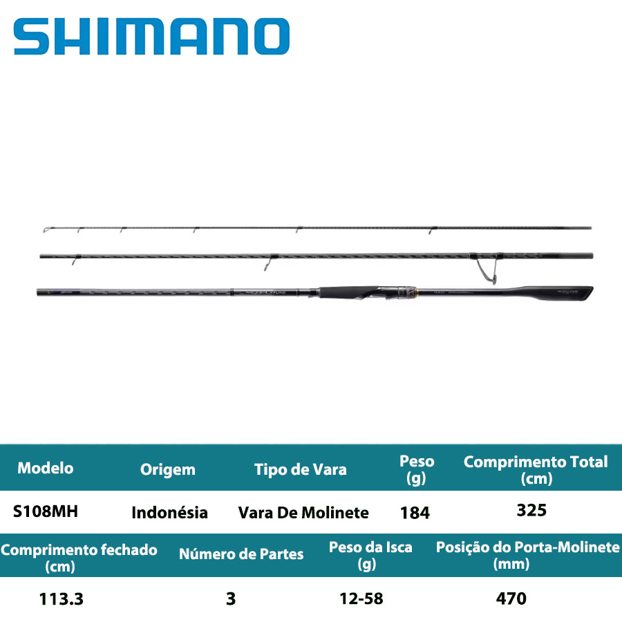 SHIMANO 2025 NESSA XTUNE S108MH Vara De Molinete