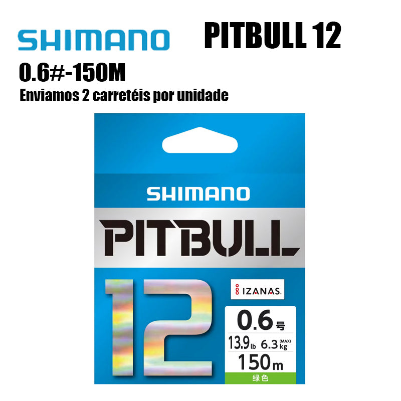 Shimano Pitbull 12X Linha De Pesca PE 150M 0.6 Verde (2 Carretéis)