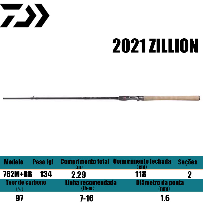 DAIWA 2021 ZILLION 762M+RB para carretilhas de pesca