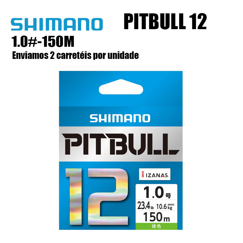 Shimano Pitbull 12X Linha De Pesca PE 150M 1.0 Verde (2 Carretéis)