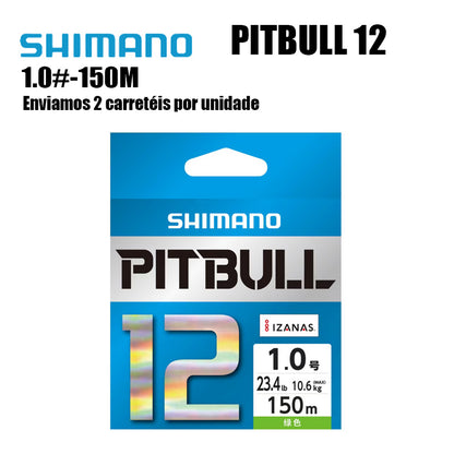 Shimano Pitbull 12X Linha De Pesca PE 150M 1.0 Verde (2 Carretéis)