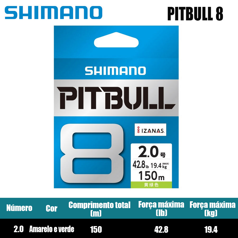 Shimano Pitbull 8X Linha De Pesca PE 150M Verde (2 Carretéis)
