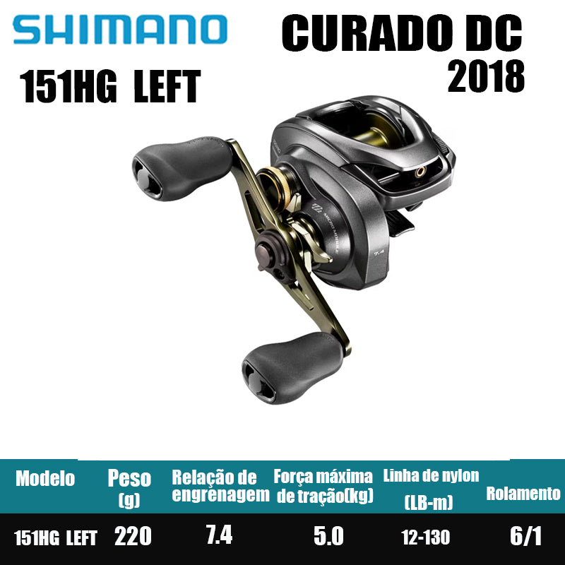 SHIMANO 2018 CURADO DC 150 Peças de pesca Água salgada Água doce Baitcast Reel Fishing Reel Origem: Malásia Luya Long-range Throwing Wheel