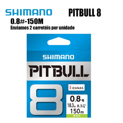 Shimano Pitbull 8X Linha De Pesca PE 150M 0.8 Verde (2 Carretéis)