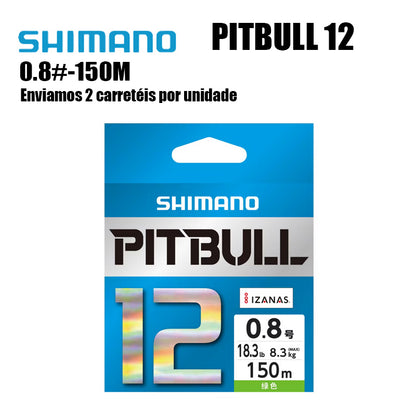 Shimano Pitbull 12X Linha De Pesca PE 150M 0.8 Verde (2 Carretéis)