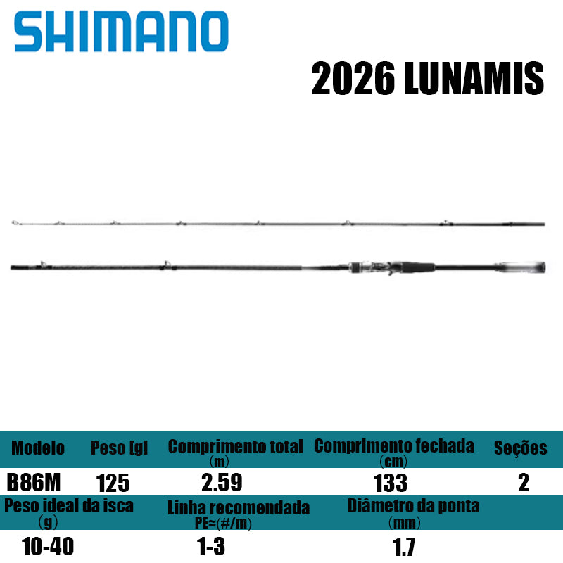 SHIMANO 2026 LUNAMIS B86M para carretilhas de pesca