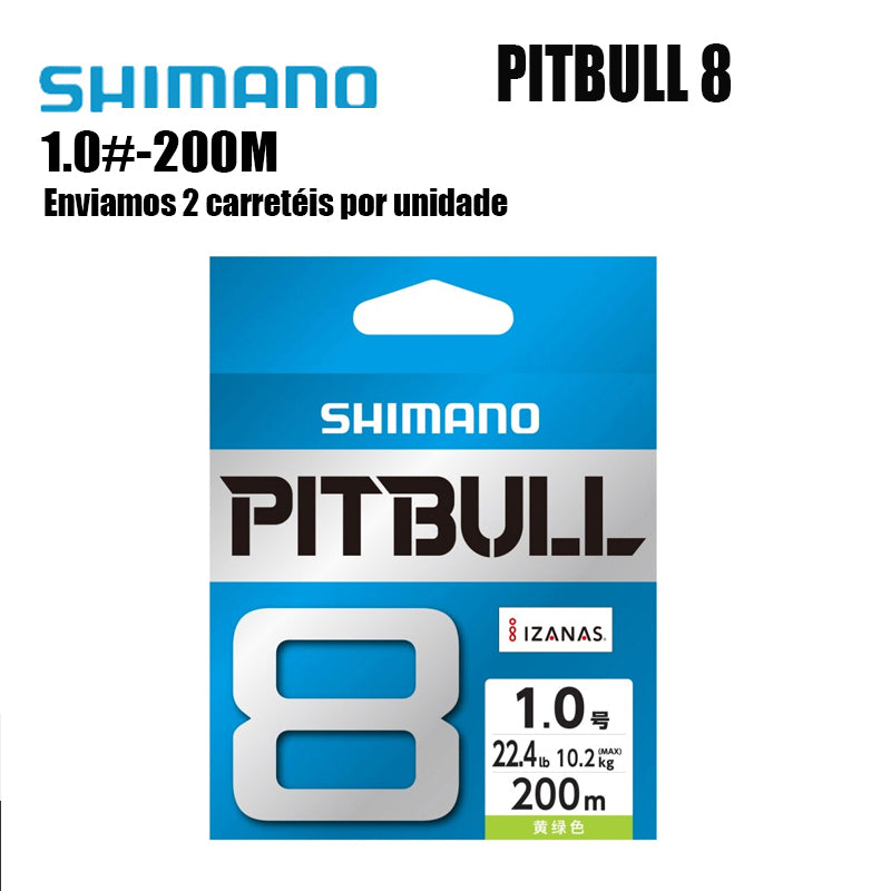 Shimano Pitbull 8X Linha De Pesca PE 200M 1.0 Verde (2 Carretéis)