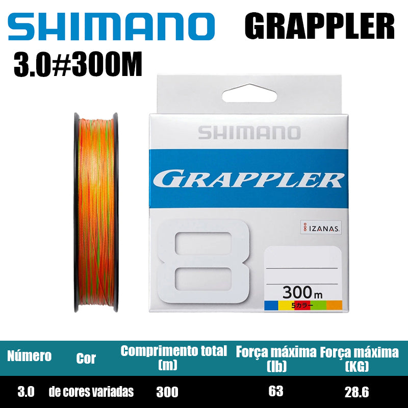Shimano Grappler 8Braid Linha De Pesca PE 300M Cores Variadas (2 Carretéis)