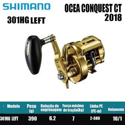 SHIMANO 2018 OCEA CONQUEST CT, Carretel de Pesca Baitcast para Pesca em Água Salgada  Origem: Japão Carretel de Tambor para Pesca em Barco de Alto-Mar