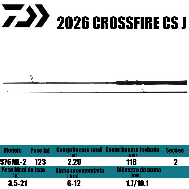 DAIWA 2026 CROSSFIRE CS J S76ML-2 para molinetes de pesca