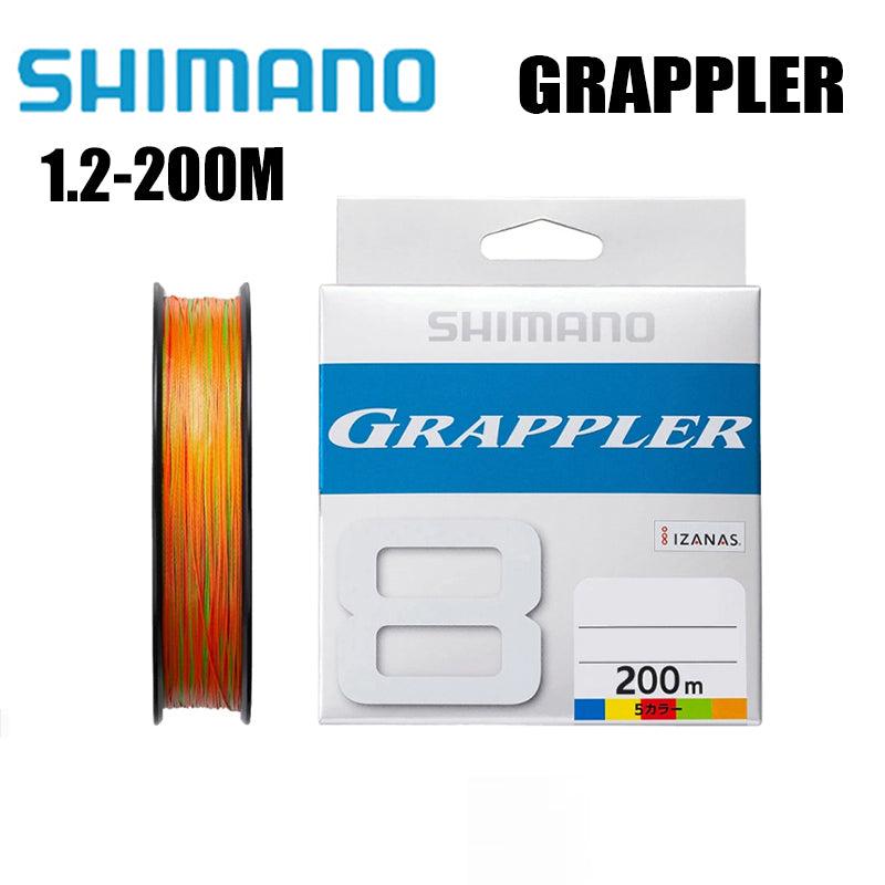 Shimano Grappler 8Braid Linha De Pesca PE 200M 1.2 De Cores Variadas (2 Carretéis)