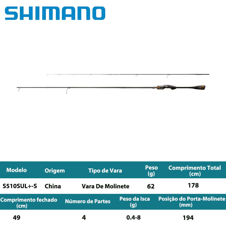 SHIMANO 2021 SOARE XTUNE MB S510SUL+-S Vara De Molinete